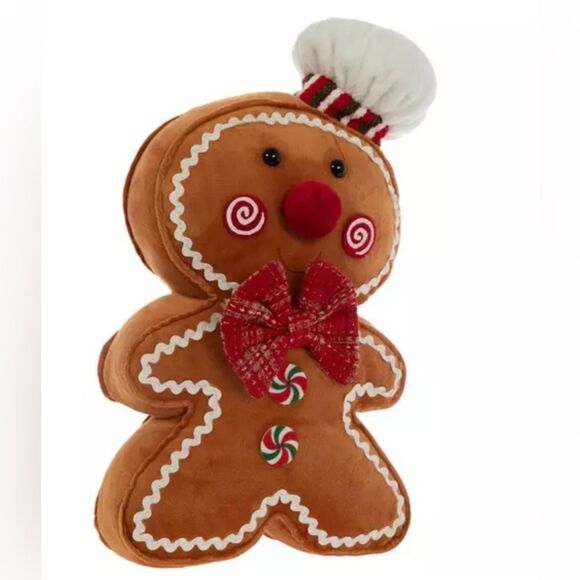 Gingerbread Baker Plush Gingerbread Man Plush with Red Bow - Picture 1 of 3
